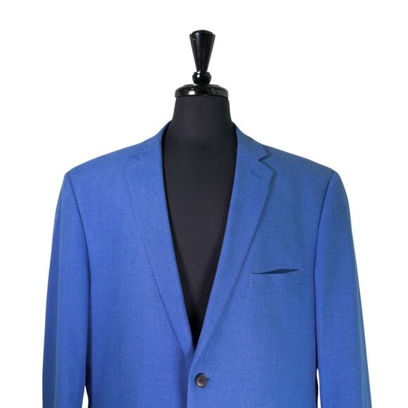 Crown & Ivy Mens Blazer 48R Blue Cotton Stretch Sport Coat 2 Button Jacket Lined - Picture 6 of 10